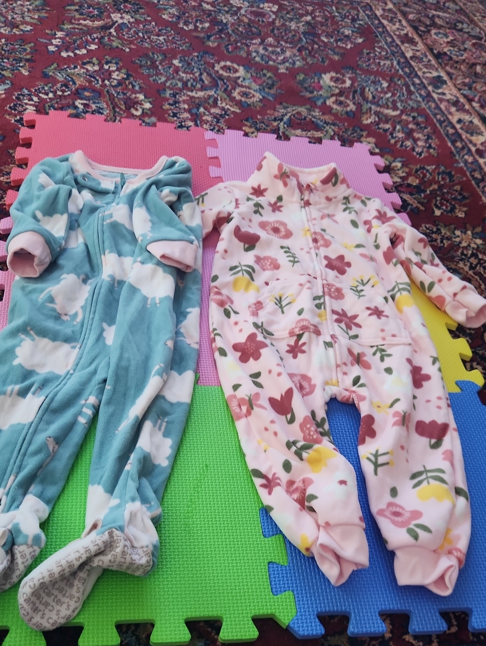Unbranded Kids Pink Floral Fleece One-Piece